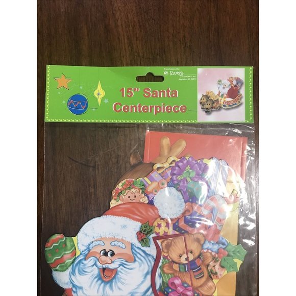 15” Christmas Paper Die Cut Decoration Santa Sleigh Centerpiece Holiday Retro - Picture 4 of 10